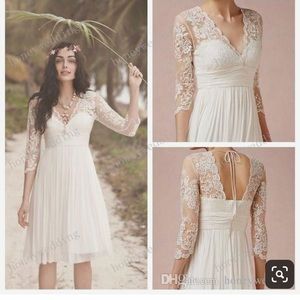 Bohemian lace long sleeve wedding dress